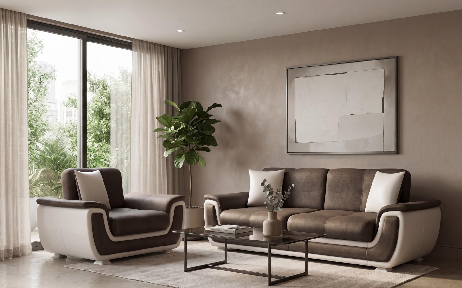 Two-seater sofa + armchair Princess ΙΙ, dark brown + white leather  1
